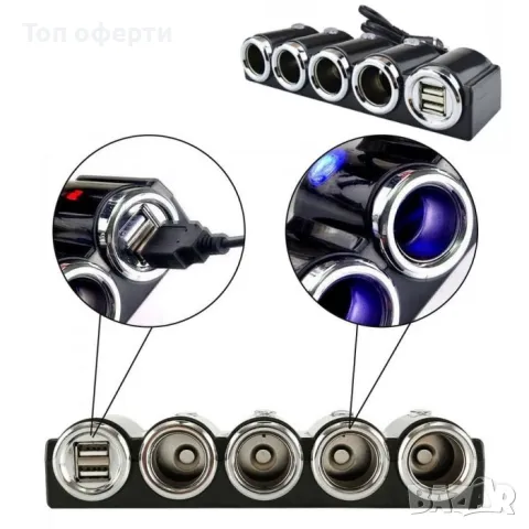 Разклонител за запалка 4-ка + 2 USB 1504, снимка 2 - Аксесоари и консумативи - 49333889