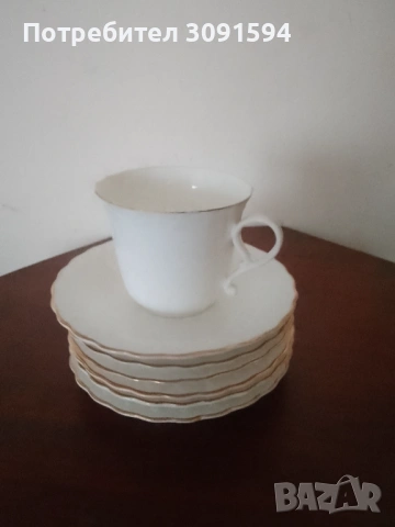 Чаша и 6 чинийки костен порцелан България , снимка 9 - Чаши - 53831461