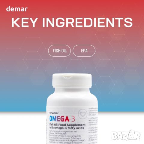 Synergy Omega-3 Добавка с рибено масло за здраве на сърцето, мозъка и очите, 1000mg, 60 капсули, снимка 1 - Хранителни добавки - 45483153
