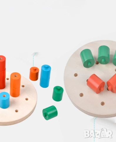 Дървената дъска за подреждане на колчета – Peg board, снимка 2 - Образователни игри - 50998146