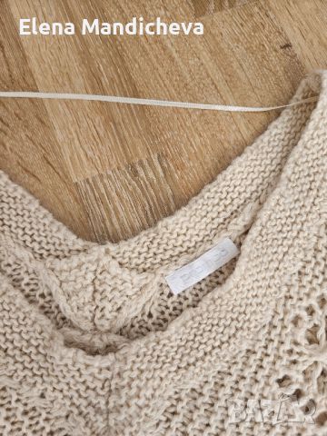 Лек и мек плетен пуловер блуза топ на дупки с V-образно деколте L XL размер, снимка 3 - Блузи с дълъг ръкав и пуловери - 45792463