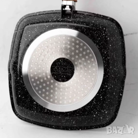 Тиган грил с капак Goldmann 24x7см./28x4.5см.– керамично покритие, лят алуминий, индукция, снимка 4 - Съдове за готвене - 52112877