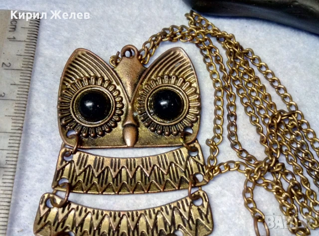 СТАРА ПОМЕДНЕНА ОГЪРЛИЦА с ФИГУРАЛНА ВИСУЛКА БУХАЛЧЕ 26959, снимка 2 - Колиета, медальони, синджири - 51255607