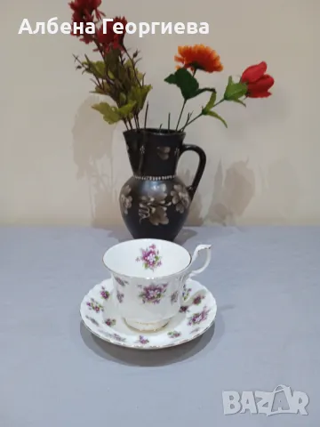 Двоен сет за чай -Royal Albert Sweet Violets Vintage, снимка 14 - Чаши - 47248030