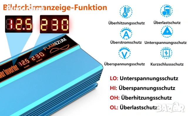 1000W инвертор чиста синусоида 12V-230V с адаптер за запалка и кабели, снимка 11 - Друга електроника - 53754153