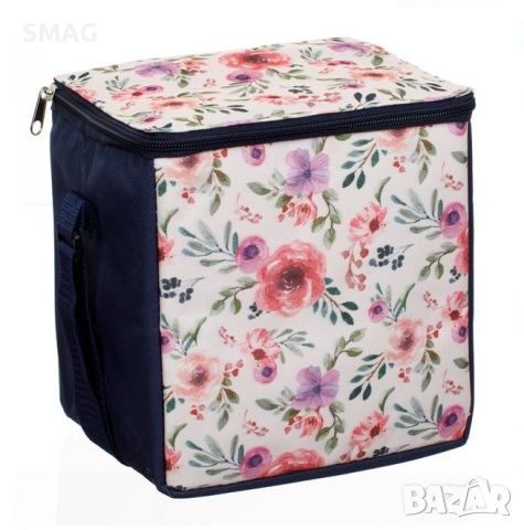 Изотермална чанта Blue Ecru Floral 20x15x19cm - 5.5л, снимка 1 - Хладилни чанти - 46387425