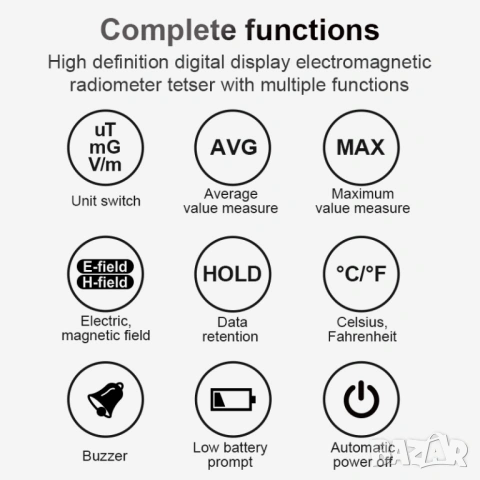 Mestek EMF01 Тестер за електромагнитна радиация, снимка 3 - Други инструменти - 53697856
