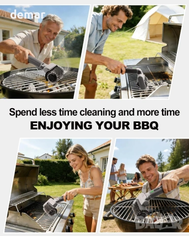 Електрическа безжична четка за грил Accwork, сменяеми глави, 3 скорости и регулируем ъгъл, снимка 7 - Барбекюта - 54227130