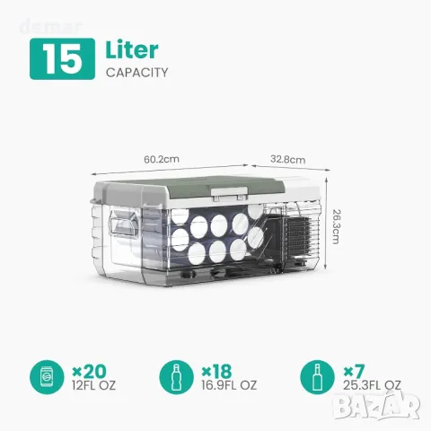 Alpicool NL15 Хладилник за кола 15 л (-20С-20С),12V/24V DC,100~240V AC, снимка 2 - Хладилници - 48205512