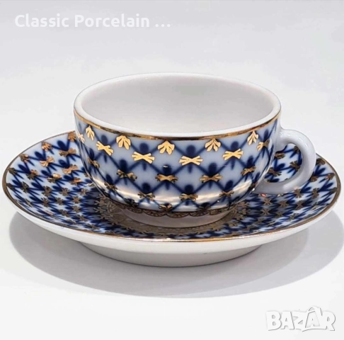 МИНИ КАФЕЕНА ДВОЙКА „КОБАЛТОВА МРЕЖА“ – 50 МЛ ЛФЗ / ИФЗ / Ломоносов Limitiert Premium , снимка 5 - Сервизи - 52796636