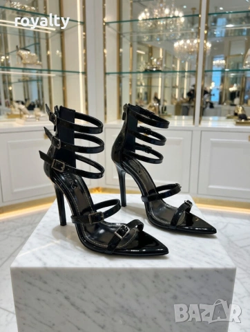 Сандали на ток - черен лак, снимка 4 - Сандали - 54029398