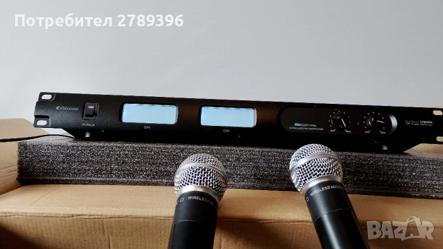 UHF, двойна, безжична, микрофонна система с приемник за вграждане в рак, снимка 2 - Аудиосистеми - 53483501