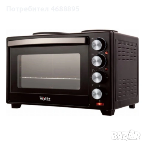 Готварска печка Voltz с фурна и 2 котлона 3200W, компактна електрическа печка за кухня, снимка 4 - Печки, фурни - 53655802