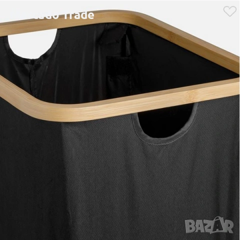Декоративен кош за пране Mercado Trade, Черен, Бамбуk, снимка 4 - Декорация за дома - 53684237