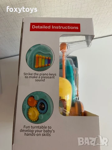 Охлювче за дърпане - 4 в 1 - ксилофон - в розов и зелен цвят, снимка 8 - Образователни игри - 51119479