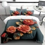 Флорален спален комплект с ластик 100% памук 200x230 / 180x200, снимка 4