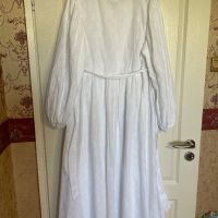 Нова дълга елегантна бяла 100% памук памучна рокля ажурена ажур дантела за бременни фотосесия , снимка 9 - Рокли - 45888347