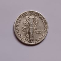 1 дайм САЩ 1941 ВСВ 1 дайм 1941 САЩ  Американска монета от Втората световна война СРЕБРО , снимка 2 - Нумизматика и бонистика - 45103555