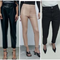 Нови кожени панталони Zara, размер S/M/L, снимка 1 - Панталони - 45283283