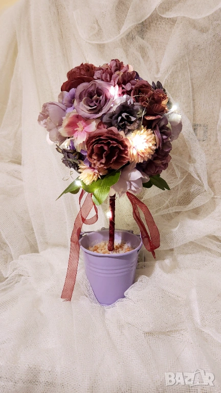 Ръчно изработено декоративно цветно дръвче, снимка 1