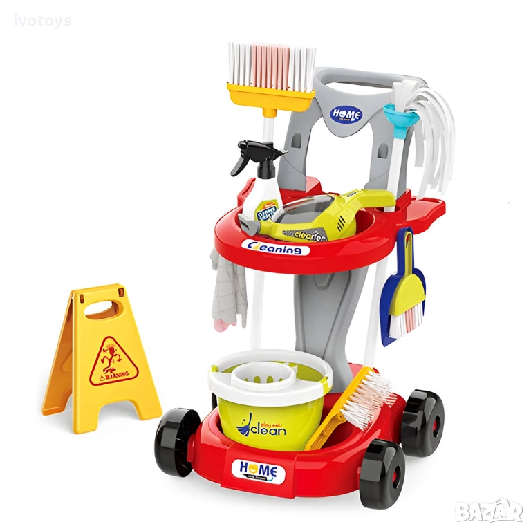 Детски комплект количка за почистване и прахосмукачка - Код 5708, снимка 1