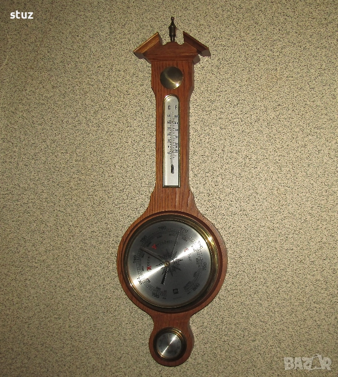 Голям троен уред за стена, барометър, влагомер и термометър, снимка 1