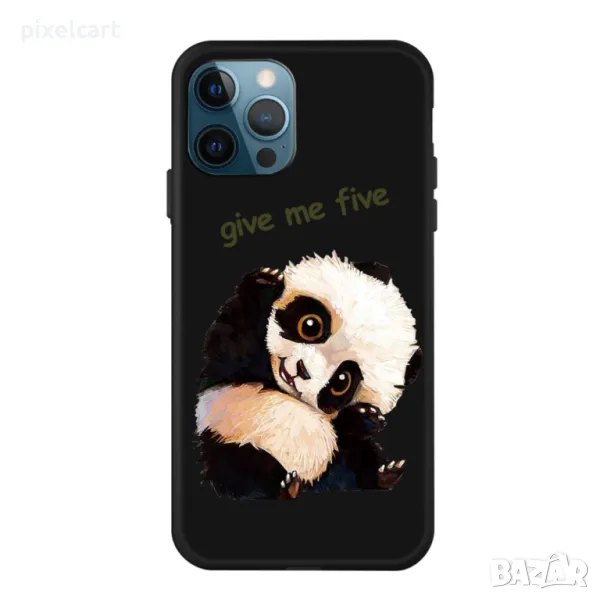 Силиконов калъф Cute Panda за iPhone 13 Pro, Черен Мат, снимка 1