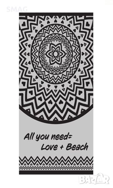 Плажна кърпа (хавлия) Grey Mandala 180x100см, снимка 1