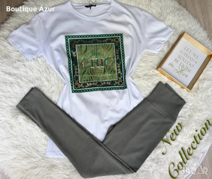 дамски спортен комплект тениска и рипсен клин, снимка 1