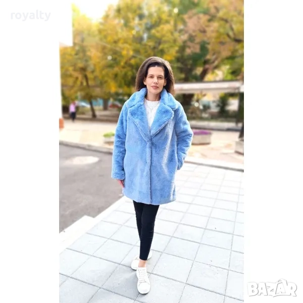 Зимно дамско палто от плюш, снимка 1