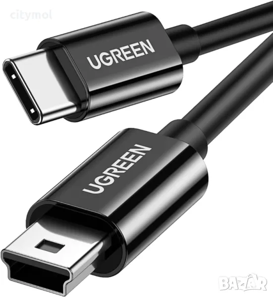 UGREEN USB C към Mini USB кабел, за цифров фотоапарат, MP3 плейър, GPS и др. 100 см, снимка 1