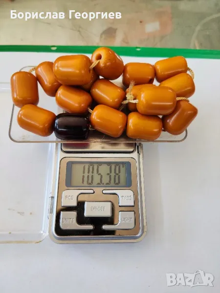 Стара броеница бакелит кехлибар, снимка 1