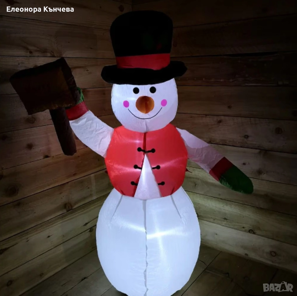 Снежен човек,надуваем,LED светлини,многоцветен , снимка 1