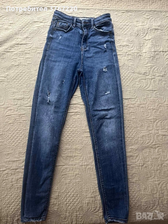 Тъмно сини дънки Stradivarius с висока талия, снимка 1