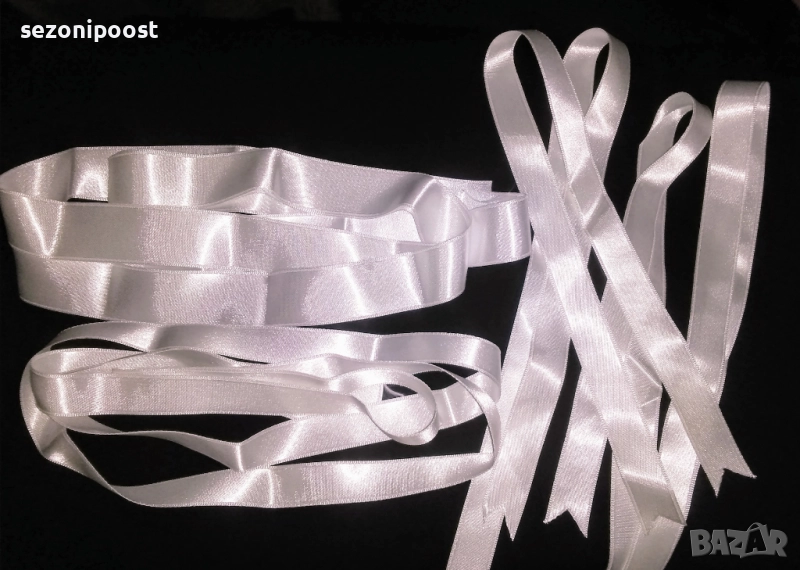🌸Нови бели панделки ленти от сатен🌸, снимка 1