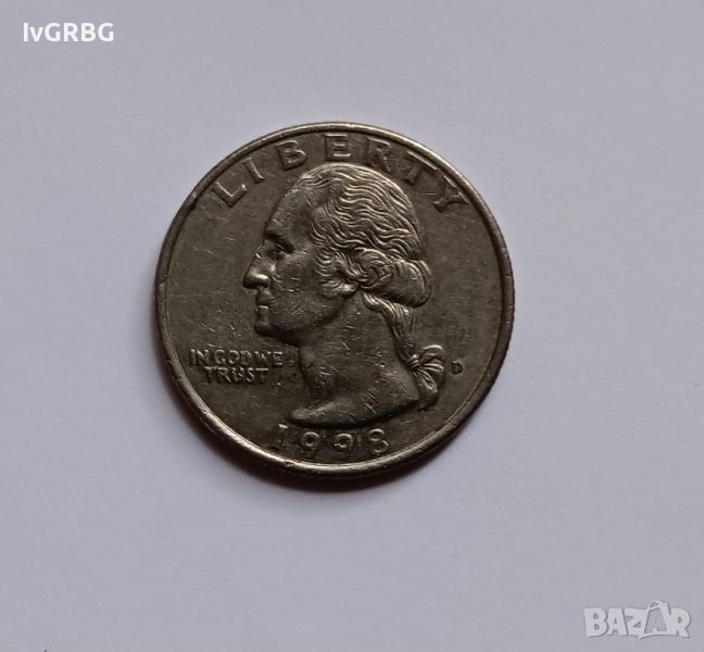 1/4 долар САЩ 1998 ( 2 ) 25 цента Америка 1998 ( 2 ) Американска монета , снимка 1