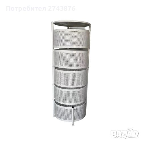 Мобилен метален рафт, 5 кошници, Бял, 30x30x90 см, снимка 1