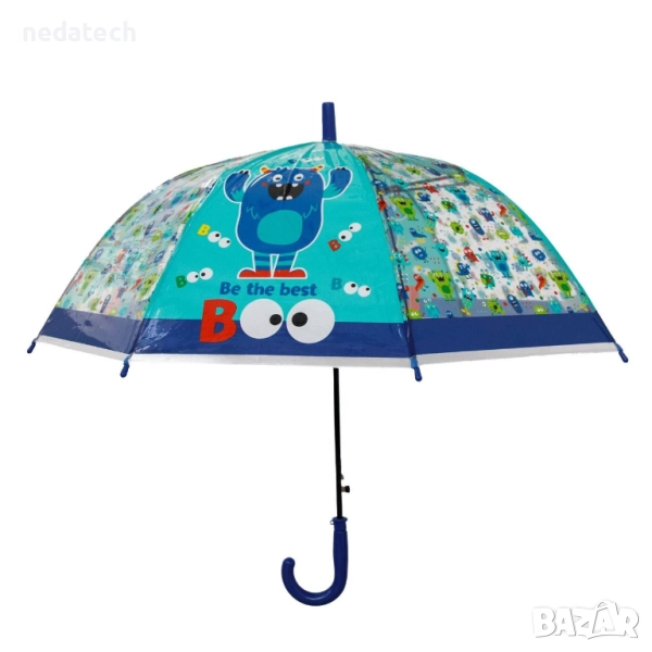 Детски чадър чудовища, Син, 66см., снимка 1