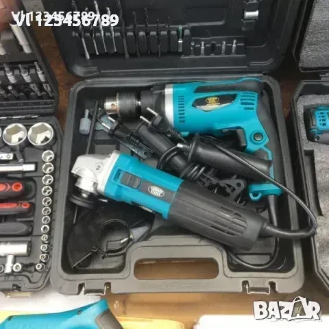 Ударна бормашина и ъглошлайф в куфаче, снимка 4 - Куфари с инструменти - 50783366