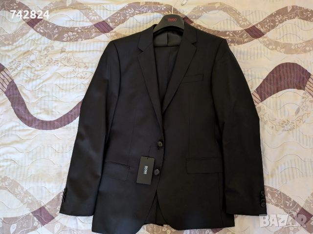 Hugo Boss BOSS костюм Super 120, размер 48, нов с етикет, черен