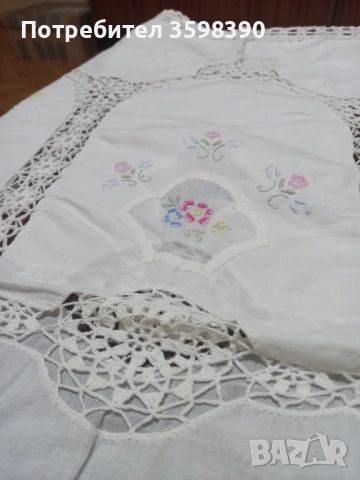 Памучна покривка с ръчна бродерия , снимка 4 - Покривки за маси - 54081873