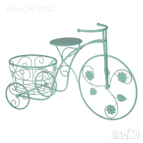 70см! Голям метален цветарник в цвят мента 
