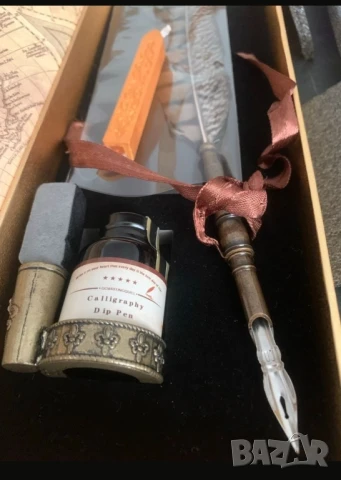 Ретро КАЛИГРАФСКИ комплект* Писалка с перо и мастило* Оригинална опаковка