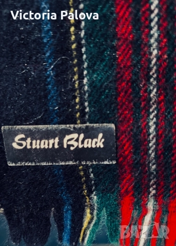 Оригинален шотландски вълнен шал STUART BLACK Tartan, снимка 7 - Шалове - 52715531