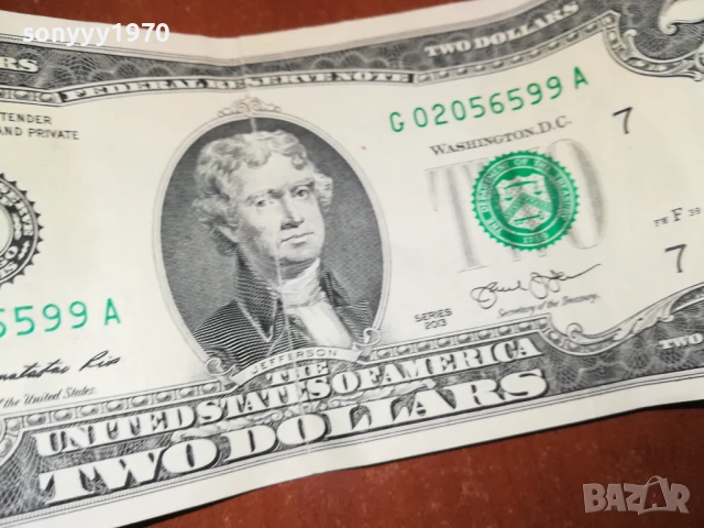 2 ДОЛАРА-РЯДКА БАНКНОТА ЗА КОЛЕКЦИЯ 1408251057, снимка 8 - Нумизматика и бонистика - 51362739
