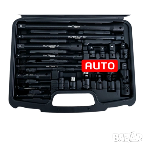 Комплект ударни преходници ( адаптери ) и удължения 1/4″, 3/8″ и 1/2″ 18 части KraftWelle, снимка 3 - Други инструменти - 53897758