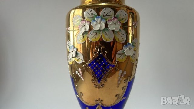 Кристална ваза Bohemia с позлата, снимка 2 - Вази - 46439337