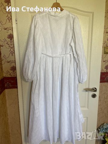 Нова дълга елегантна бяла 100% памук памучна рокля ажурена ажур дантела за бременни фотосесия , снимка 9 - Рокли - 45888347