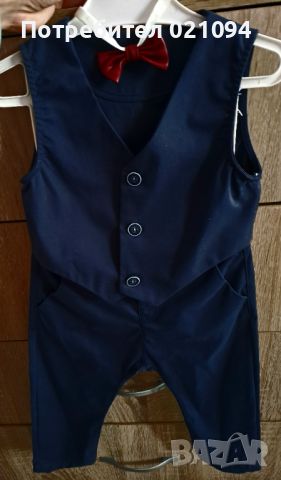 Бебешки официален костюм за момче в тъмносиньо, снимка 5 - Комплекти за бебе - 45542095