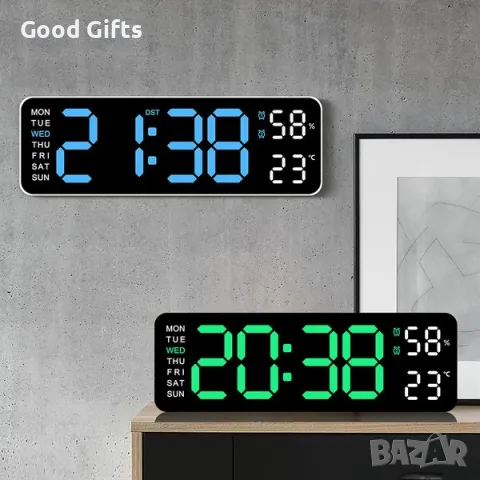 Дигитален Светещ Часовник с големи цифри, снимка 3 - Стенни часовници - 50240302